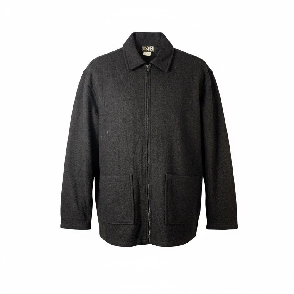 SAHIB OF 1940 Black Wool Blend Zip Up Jacket Mens Size‎ XL Long Sleeve
